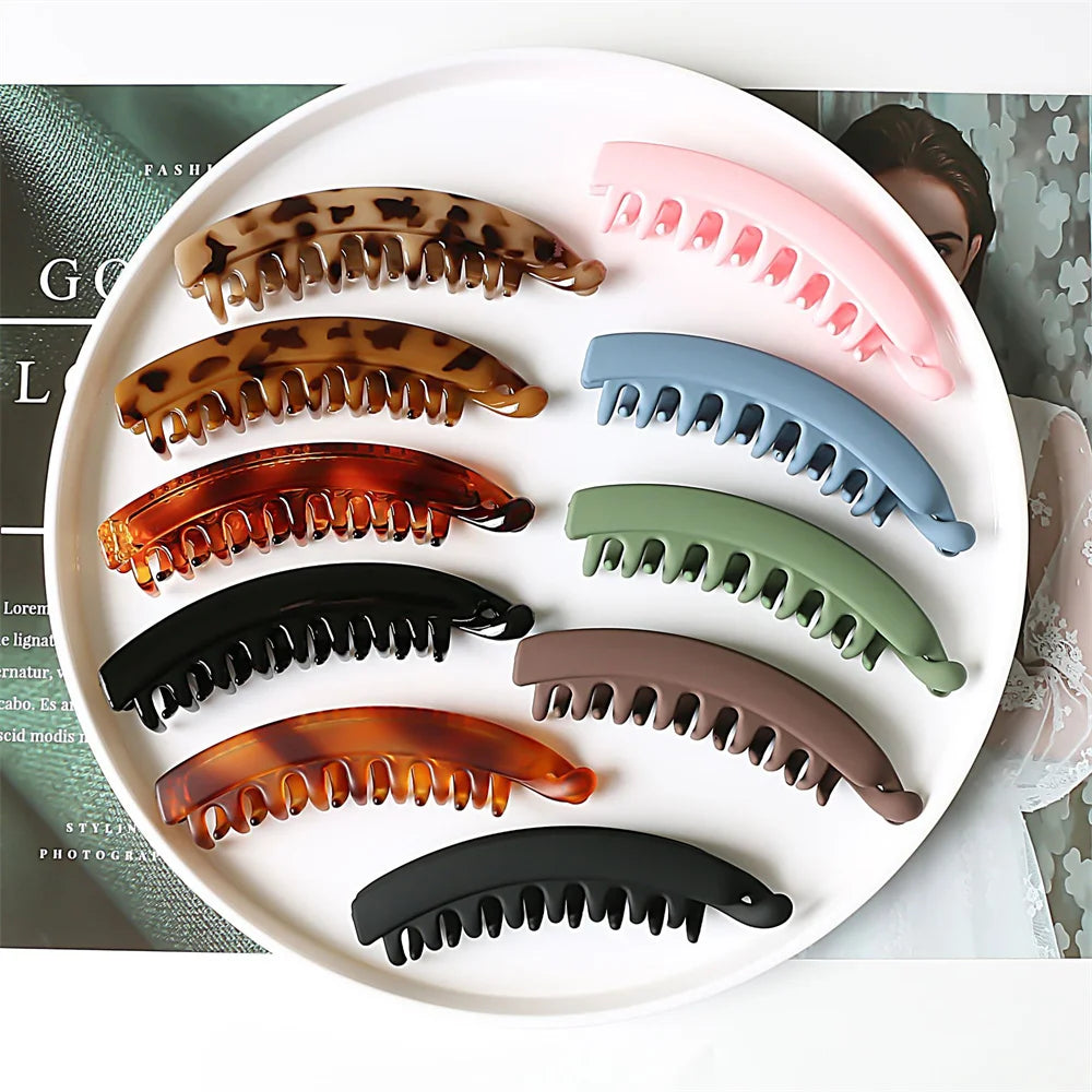 Frosted Solid Color Banana Hair Clips – Fashion Ponytail Barrettes & Hair Claws for Women